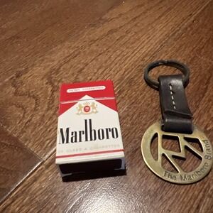 Vintage Marlboro Box Matches And Marlboro Key Chain Collector Tobacco Smoking